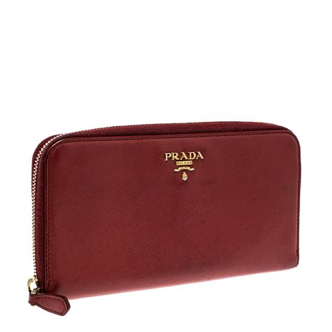 Prada Saffiano Leather Zip Around Wallet on SALE 